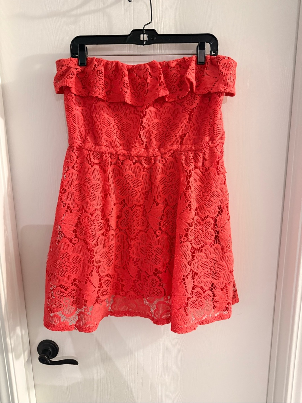 American Rag XL Strapless Pink Lace Ruffle Dress